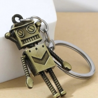 Robot Large Silver Skeleton Skull Keyring