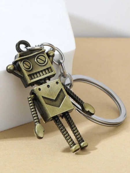 Robot Large Silver Skeleton Skull Keyring