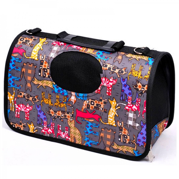 Cats Pattern Ventilated Pet Travel Bag Cat Carrier Soft Crate Puppies Small Dogs