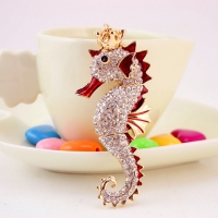 Seahorse Sea Life Animal Crystal Diamante Rhinestone Bag Charms Handbag Keyrings Pendant Key Chain