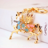 Pegasus Horse Animals Shaped Crystal Diamante Rhinestone Bag Charms Handbag Keyrings Pendant