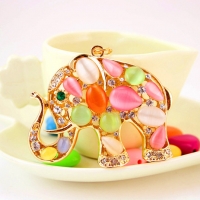 Colourful Elephant Animals Shaped Crystal Diamante Rhinestone Bag Charms Handbag Keyrings Pendant