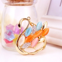 Colourful Swan Crystal Diamante Rhinestone Bag Charms Handbag Keyrings Pendant Key Chain