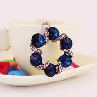 Navy Blue Flower Crystal Diamante Rhinestone Bag Charms Handbag Keyring Pendant