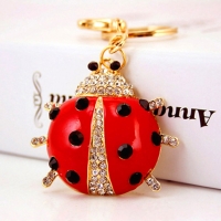 Red Ladybird Animal Insect Crystal Diamante Bag Charms Handbag Keyring Pendant