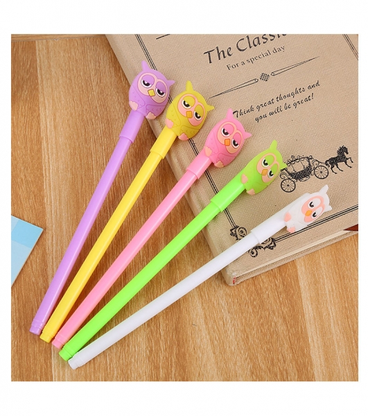 5pk Cute Owls Ballpoint Gel Pens Funky School Supply Kids Party Gift Bag Fillers