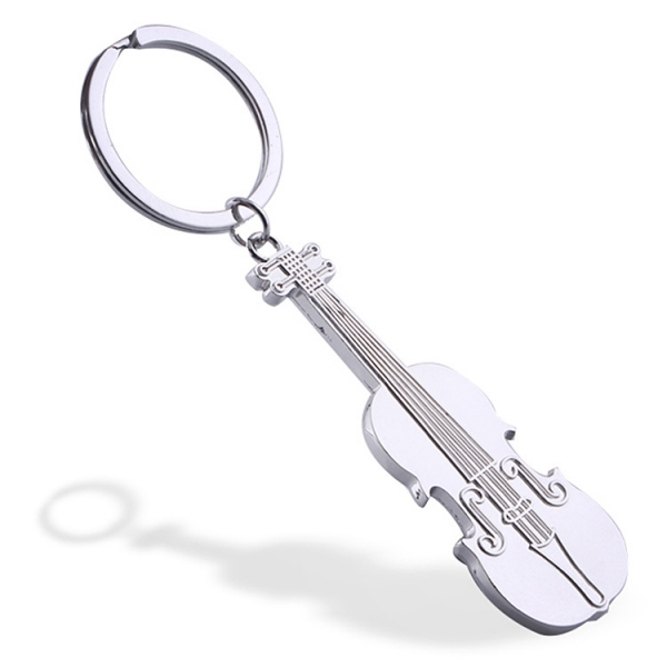 Cello Shaped Violin Shape Musical Instruments Silver Metal Keyring Key Chain Novelty Gift