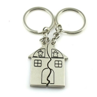 Family Home Engraved Silver Metal Couple Keyrings Set Lovers Puzzle Key Chains
