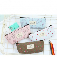 Classic Floral Flowers Patterned Canvas Pencil Case Cosmetics Make Up Bags Pen Pouches