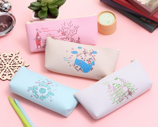 Environment Lover Girl PVC Plastic Pencil Case