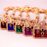 Leopard Print Handbag Shaped Crystal Diamante Rhinestone Bag Charms Handbag Keyrings Pendant