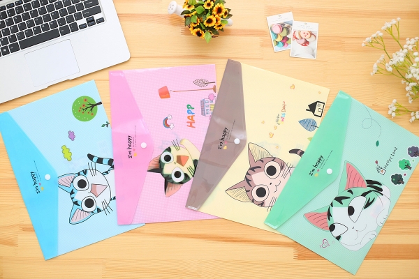 4pk Cute Kitten Cats Fashion A4 Plastic Document Wallets File Folders