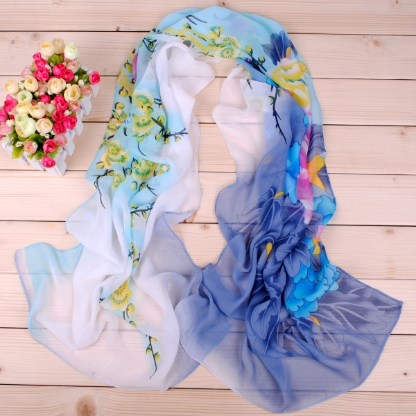160 50cm Birds Flowers Print X020 Fashion Floral Ladies Scarves Chiffon Scarf Womens Shawls