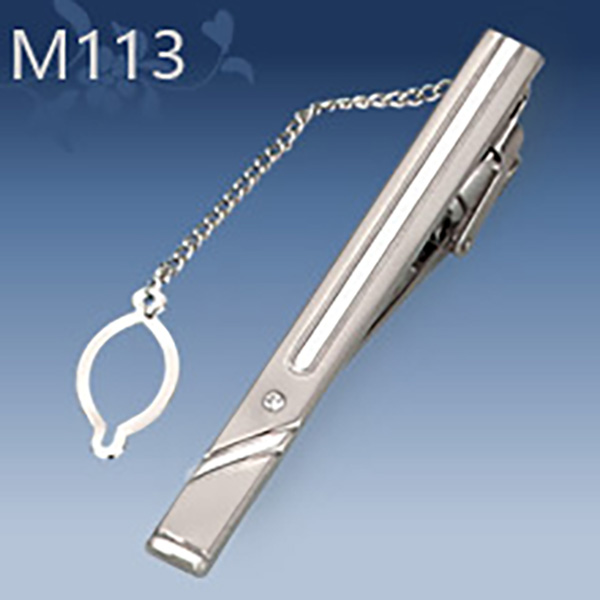 M113 Mens Metal Silver Gold Tie Clip