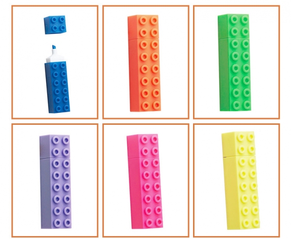 Large Building Bricks Construction Blocks Highlighters Coloured Marker Pens