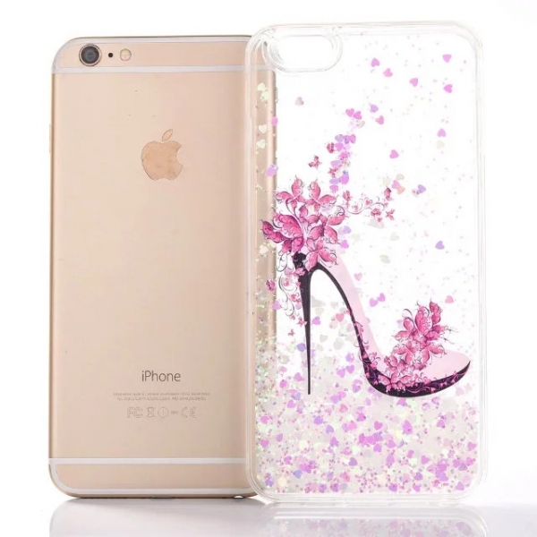 Glitter Liquid High Heel Shoe White iPhone 7 Plus 8 Plus Phone Case
