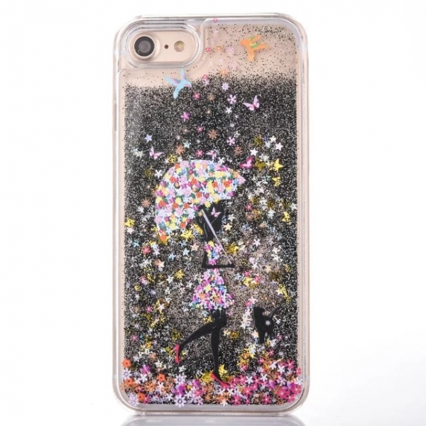 Glitter Liquid - Girl B Black iPhone 10 iPhone X Phone Case