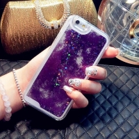 Glitter Liquid - Floating Stars Purple iPhone 12 Mini Phone Case