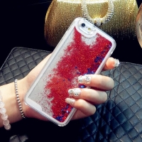 Glitter Liquid - Floating Stars Red iPhone 12 Mini Phone Case