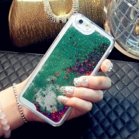 Glitter Liquid - Floating Stars Green iPhone 12 Mini Phone Case