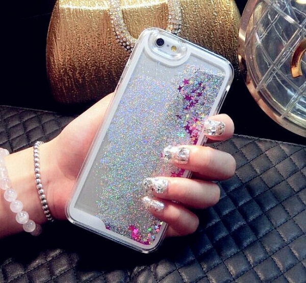 Glitter Liquid - Floating Stars Silver iPhone 12 Pro Max Phone Case