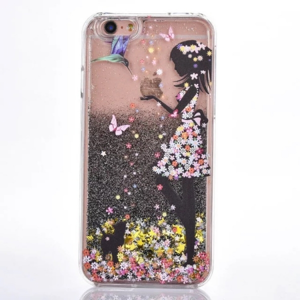 Glitter Liquid - Girl C Black iPhone 10 iPhone X Phone Case