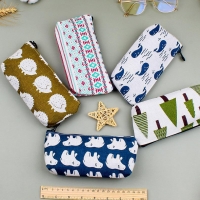 Wild Animals Pattern Canvas Cute Pencil Cases Cosmetics Make Up Bags Pen Pouches
