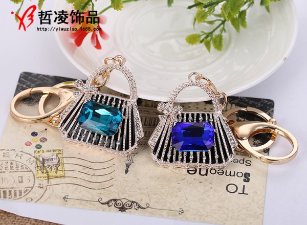 Luxury Handbag Shape Crystal Diamante Rhinestone Bag Charms Handbag Keyrings Pendant Key Chain