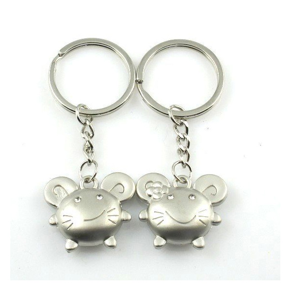 Mouse Mice Rats Silver Couple Keyrings Lovers Puzzle Metal Keyring Set A Pair