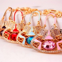 Vintage Style Handbag Shape Diamante Rhinestone Bag Charm Pendant Keyring