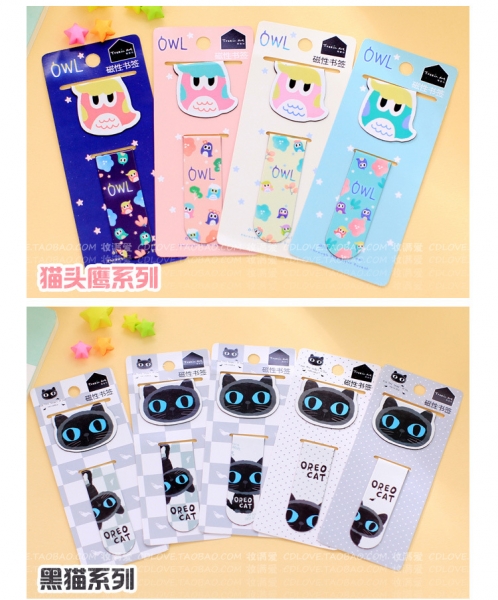 Magnetic Owls Black Cats Bookmarks For Books Cute Book Markers With Magnet