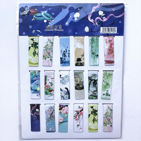 18pc Oriental Paintings Arts Flowers Magnetic Bookmarks Book Markers With Magnet