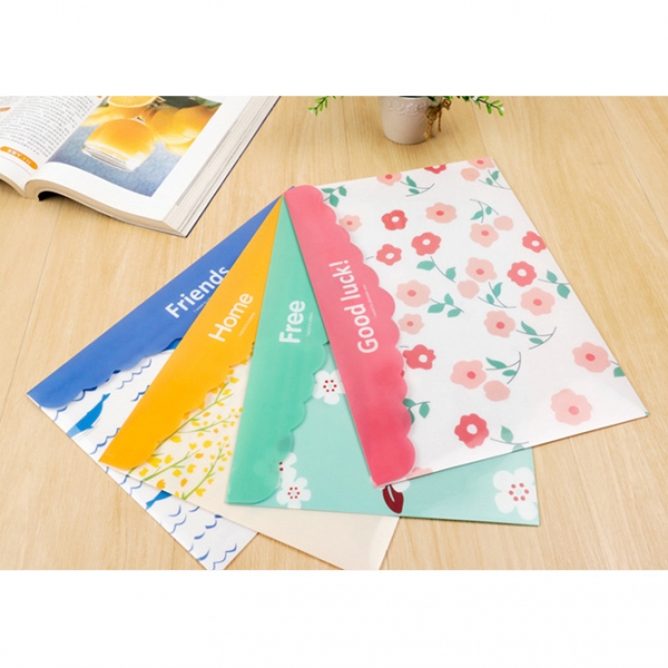 4pk Flowers Whale Patterned Fashion A4 Plastic Document Wallets File Folders