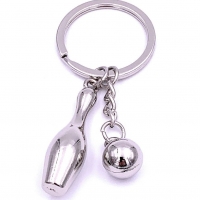Bowling Game Pin Ball Silver Keyrings Novelty Metal Key Rings