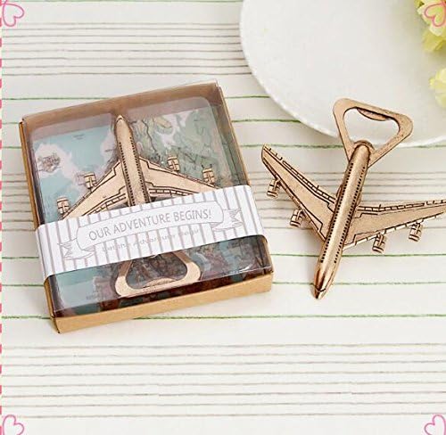 Copper Vintage Style Antique Airplane Bottle Opener Gift Box Wedding Party Favor