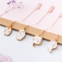 White Kitten Cat Metal Pendant Chain Bookmarks For Books Book Markers For Reader
