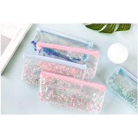 Cute Floating Stars Clear Pencil Case Transparent Cosmetic Case Makeup Bag