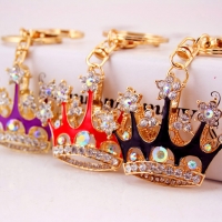 King Queen Royal Crown Crystal Diamante Bag Charms Handbag Keyrings Pendant
