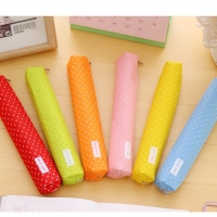 White Spots Patterned Cute Canvas Pencil Cases Cosmetics Make Up Bag Pen Pouches
