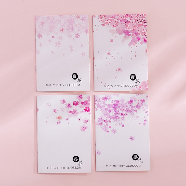 4pk Pink Cherry Blossom Cute Flowers Floral Mini Notebooks Small Notepads Notes Pad Pocket Memo Pads