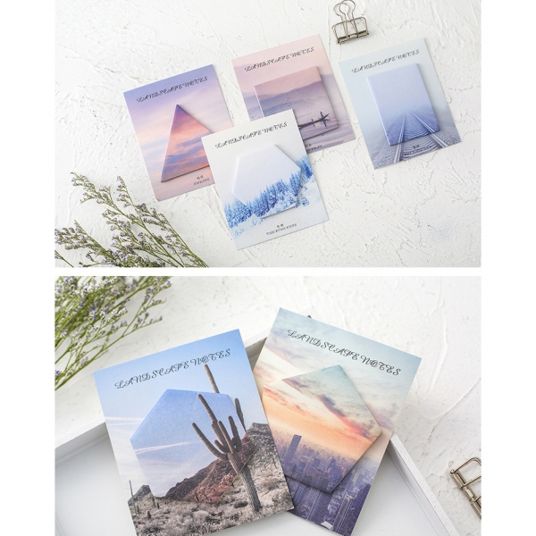 Beautiful Landscape Cute Sticky Notes Novelty Geometry Shape Sticky Note Pad