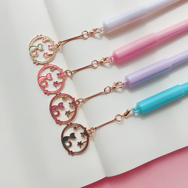 Cute Kitten Cat Metal Pendant Ballpoint Gel Pens
