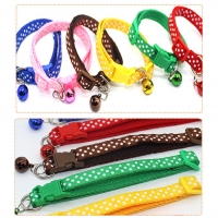 Dots Pattern Cat Collar Adjustable Kitten Puppy Dog Pet Collar Bell Snap Buckle