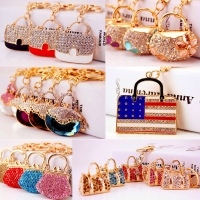 Classic Handbag Shape Crystal Diamante Rhinestone Bag Charm Keyring Pendant