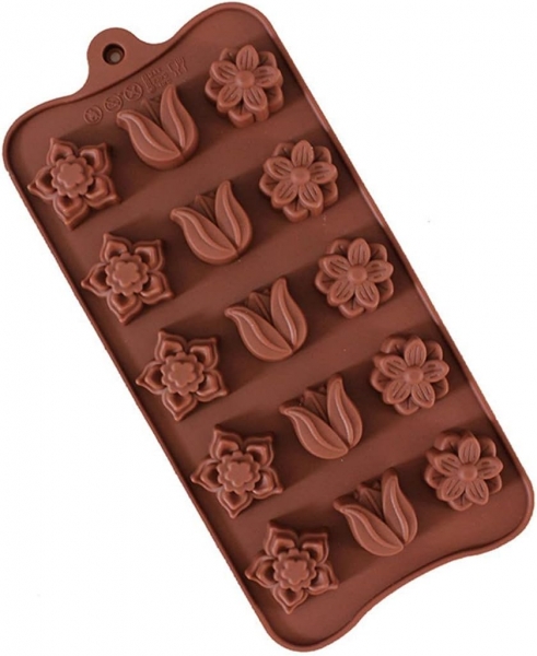 15 Tulip Garden Flowers Silicone Mould Chocolate Fondant Jelly Ice Cube Mold