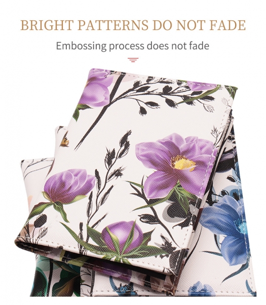 Luxury Butterflies Patterned PU Leather Passport Cover Travel ID Wallet Case