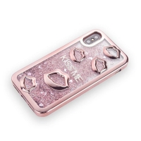 Glitter Liquid Sexy Lips Rose Gold iPhone 10 iPhone X Phone Case