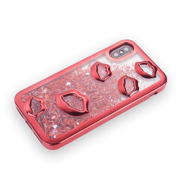 Glitter Liquid Sexy Lips Red iPhone XS MAX Phone Case