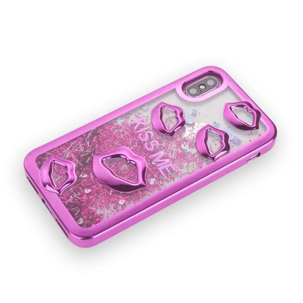 Glitter Liquid Sexy Lips Rose iPhone 10 iPhone X Phone Case