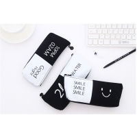 Black White Healthy Lifestyle Canvas Fabric Cute Fashion Pencil Case